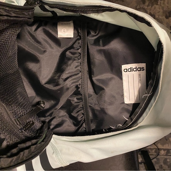 Adidas Classic - 3 Stripes 3 Light Blue Black Backpack School w/Ipad ,Laptop - Picture 12 of 13